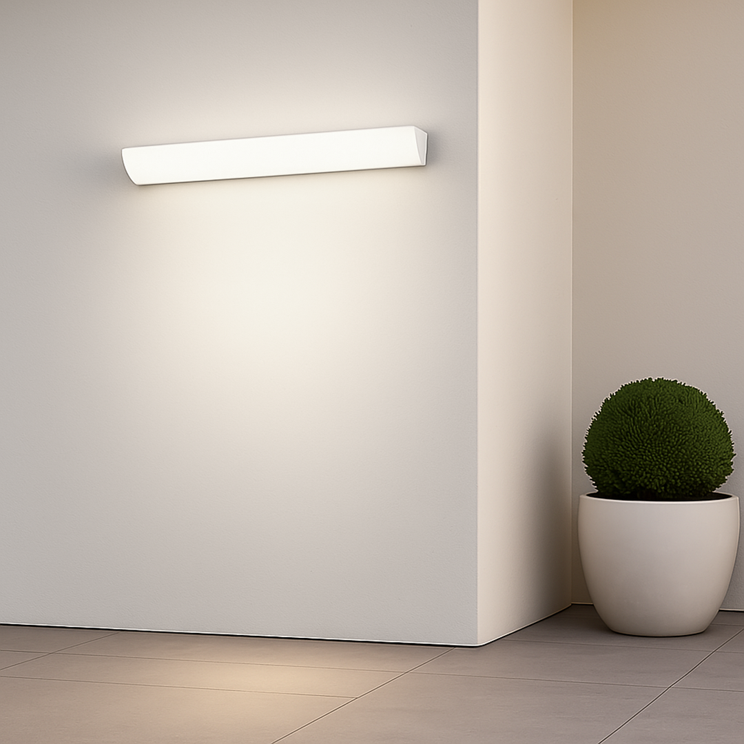 Lampa Ścienna Zewnętrzna Minimalistyczna z Zintegrowanym LED i Klasą Szczelności IP65 - Biały