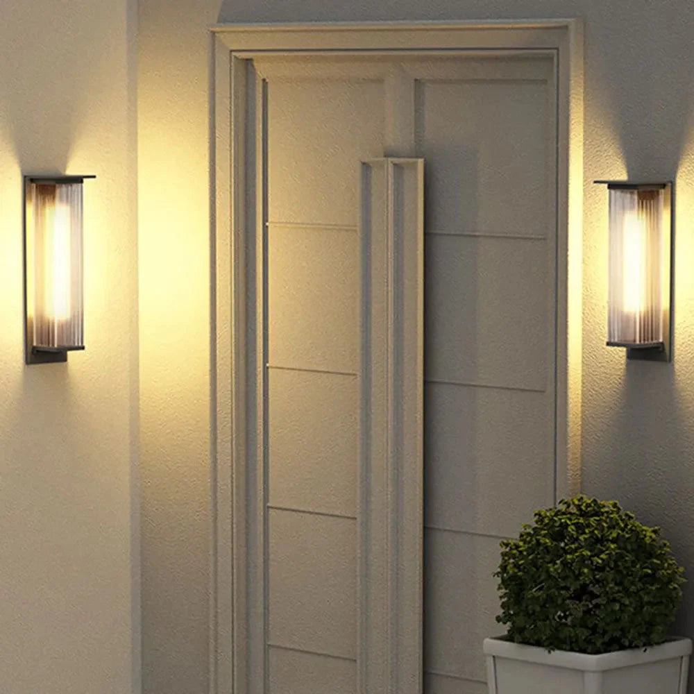 Lampa Ścienna Zewnętrzna Nowoczesna z Ryflowanym Kloszem Akrylowym - 6