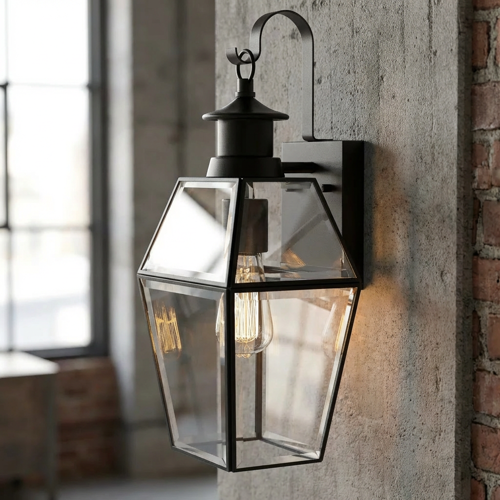 Lampa Ścienna Zewnętrzna Vintage z Czujnikiem Ruchu i Kloszem Szklanym - 3