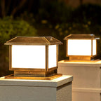 Lampa Słupkowa Ogrodowa Solarna Vintage z Panelem Solarnym - Brąz