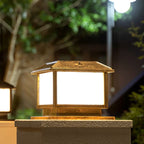 Lampa Słupkowa Ogrodowa Solarna Vintage z Panelem Solarnym - Brąz
