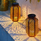 Lampa Solarna Ogrodowa Orientalna z Ażurowym Wzorem do Powieszenia i Postawienia - 3