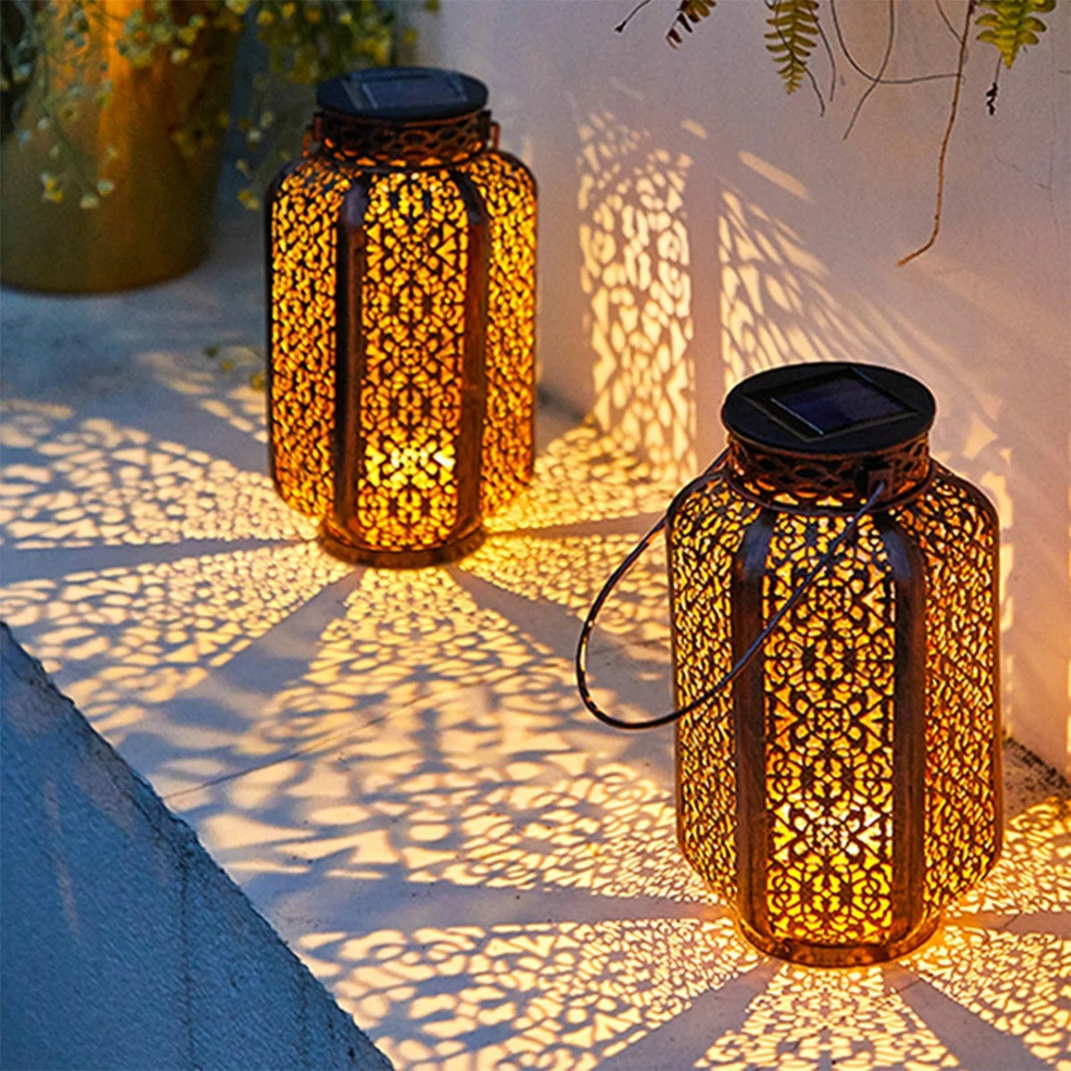 Lampa Solarna Ogrodowa Orientalna z Ażurowym Wzorem do Powieszenia i Postawienia - 3