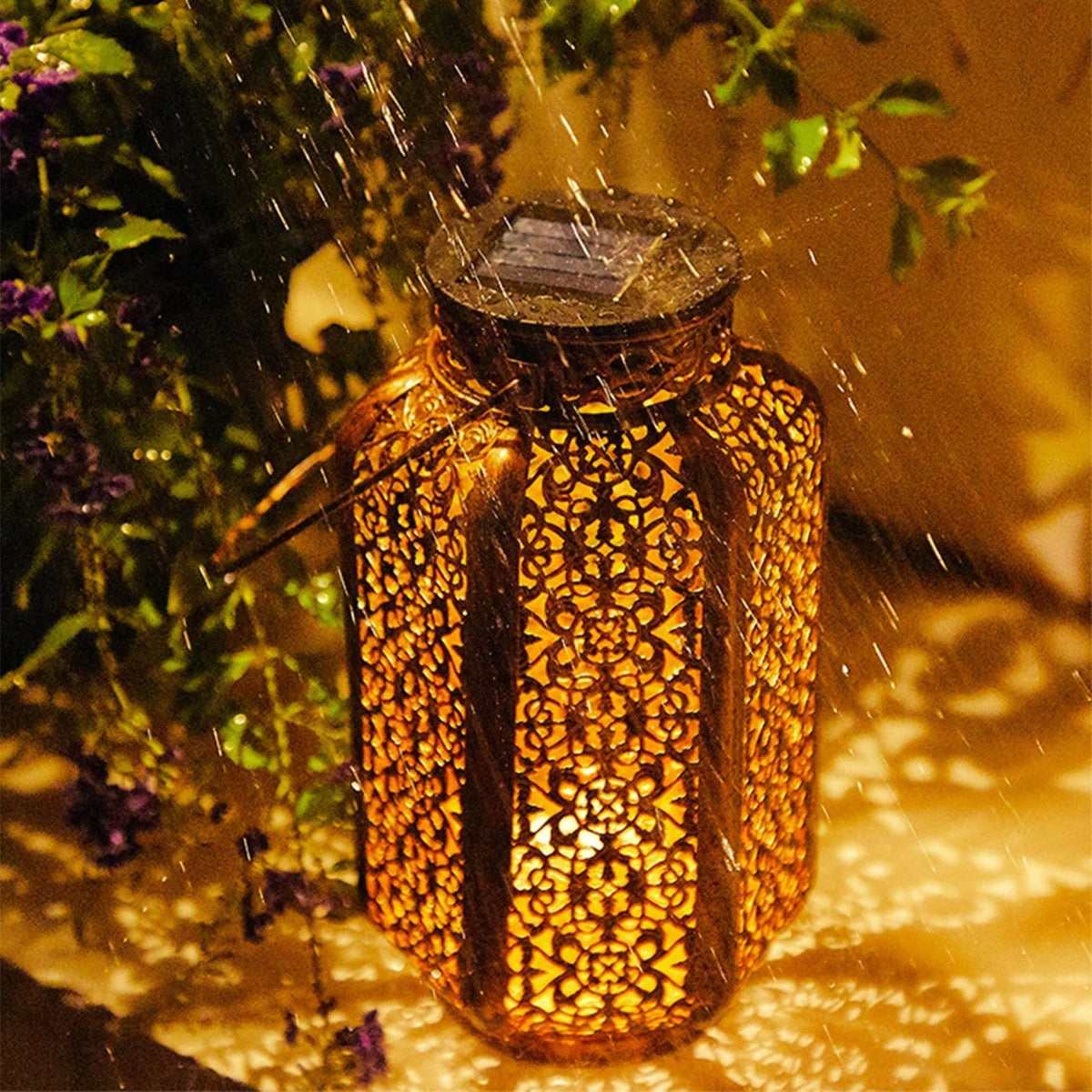 Lampa Solarna Ogrodowa Orientalna z Ażurowym Wzorem do Powieszenia i Postawienia - 5