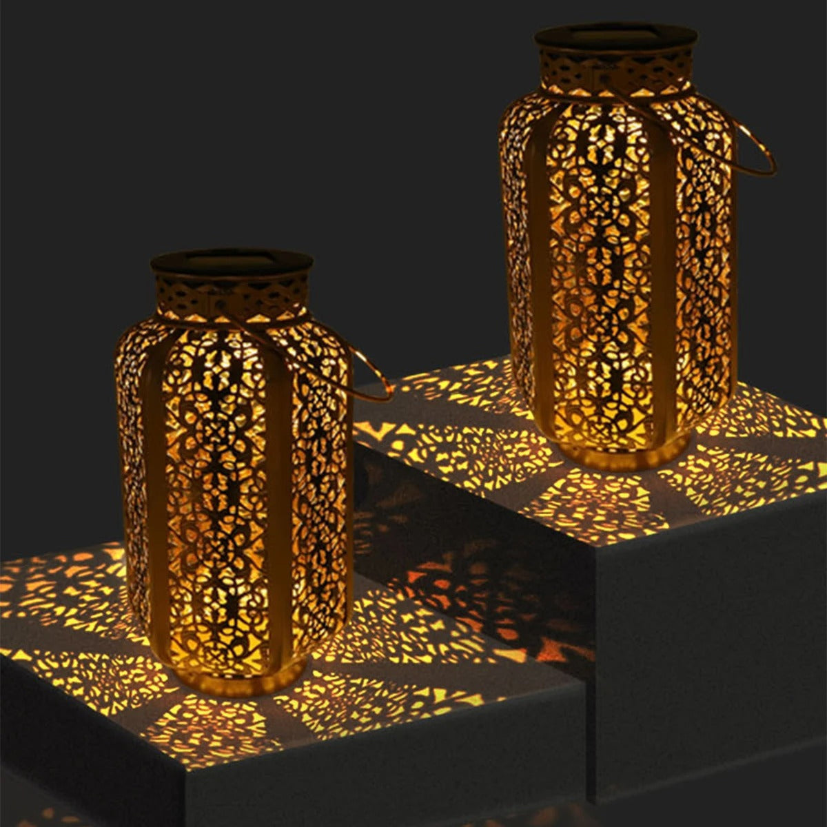 Lampa Solarna Ogrodowa Orientalna z Ażurowym Wzorem do Powieszenia i Postawienia - 6