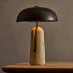Lampa Stołowa Art Deco z Kopułowym Kloszem na Kamiennej Podstawie