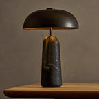 Lampa Stołowa Art Deco z Kopułowym Kloszem na Kamiennej Podstawie - 3