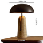 Lampa Stołowa Art Deco z Kopułowym Kloszem na Kamiennej Podstawie - 5