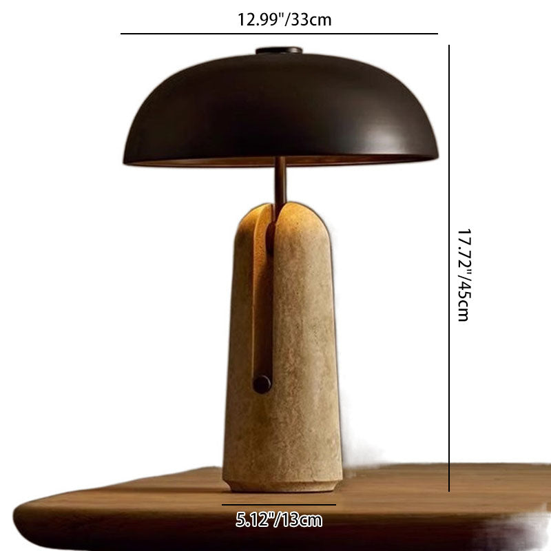 Lampa Stołowa Art Deco z Kopułowym Kloszem na Kamiennej Podstawie - 5
