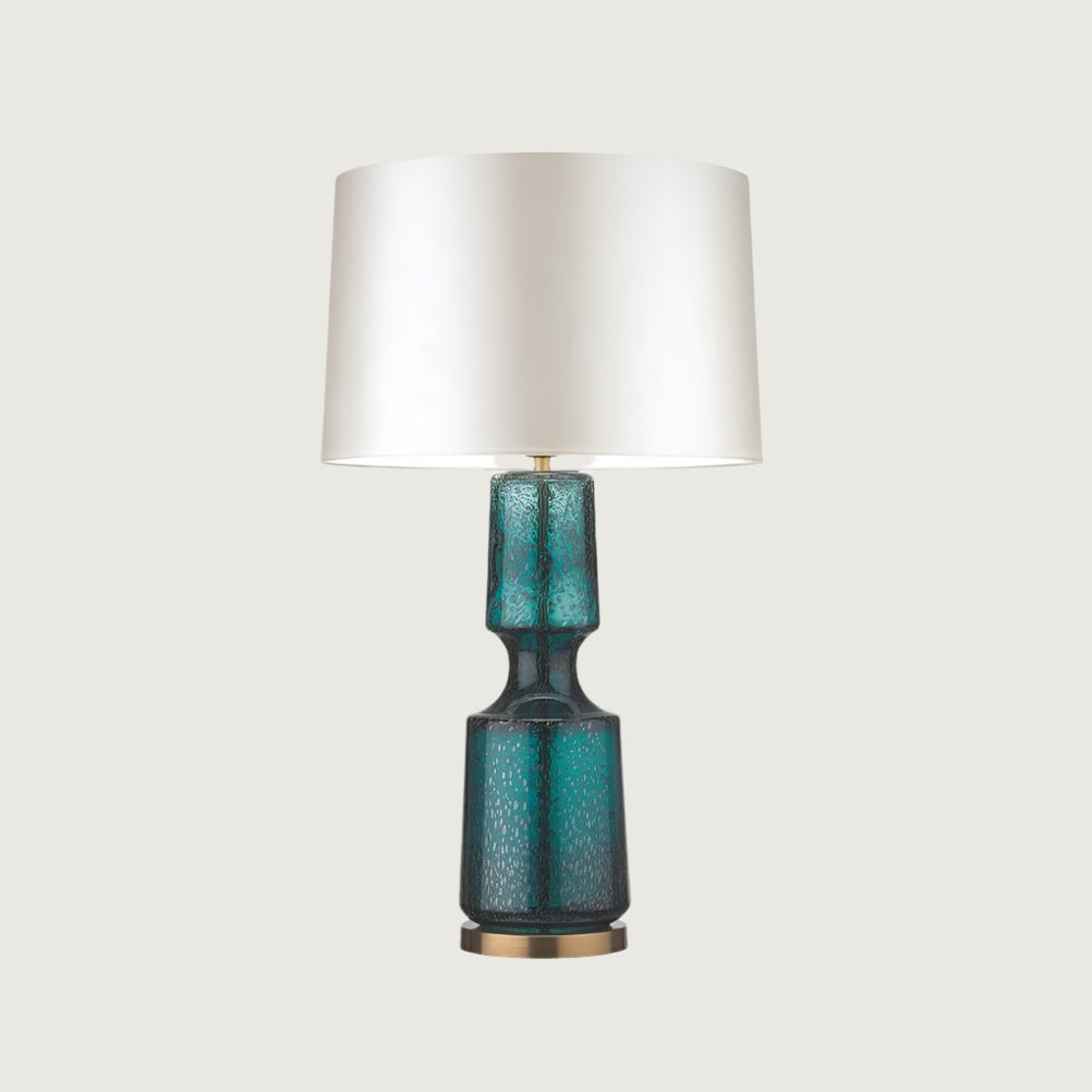 Lampa Stołowa Art Deco ze Szklaną Podstawą i Abażurem - Zielony/Biały