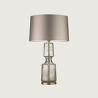 Lampa Stołowa Art Deco ze Szklaną Podstawą i Abażurem - Szary dymny/Szary