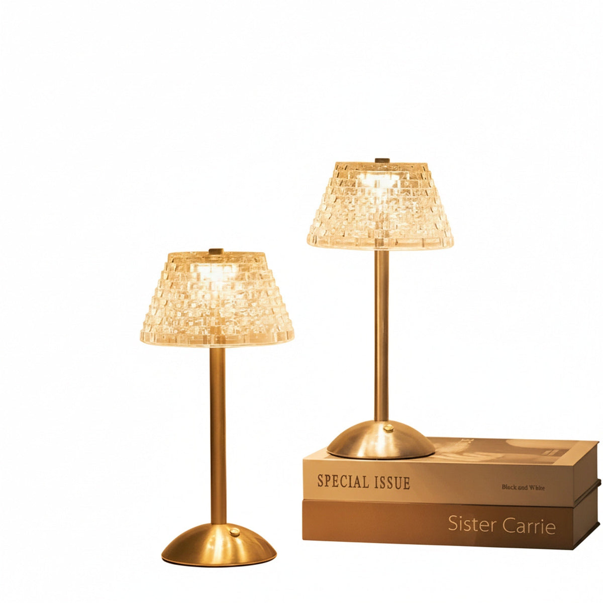 Lampa Stołowa Bezprzewodowa Art Deco z Kryształowym Kloszem - 2