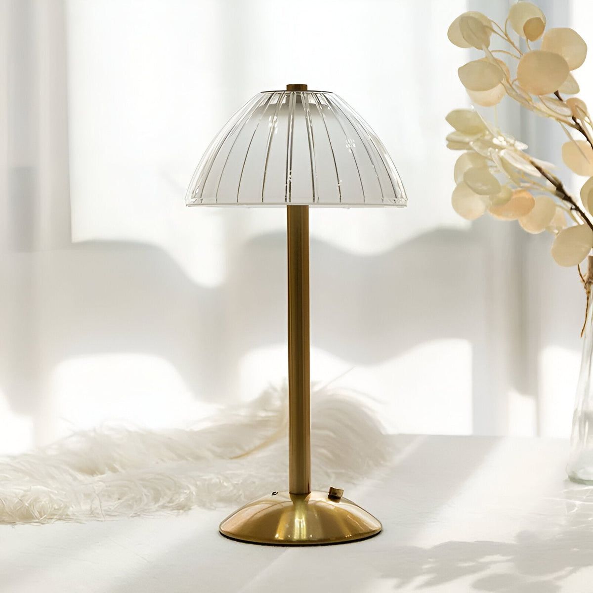Lampa Stołowa Bezprzewodowa Art Deco z Kryształowym Kloszem - 10