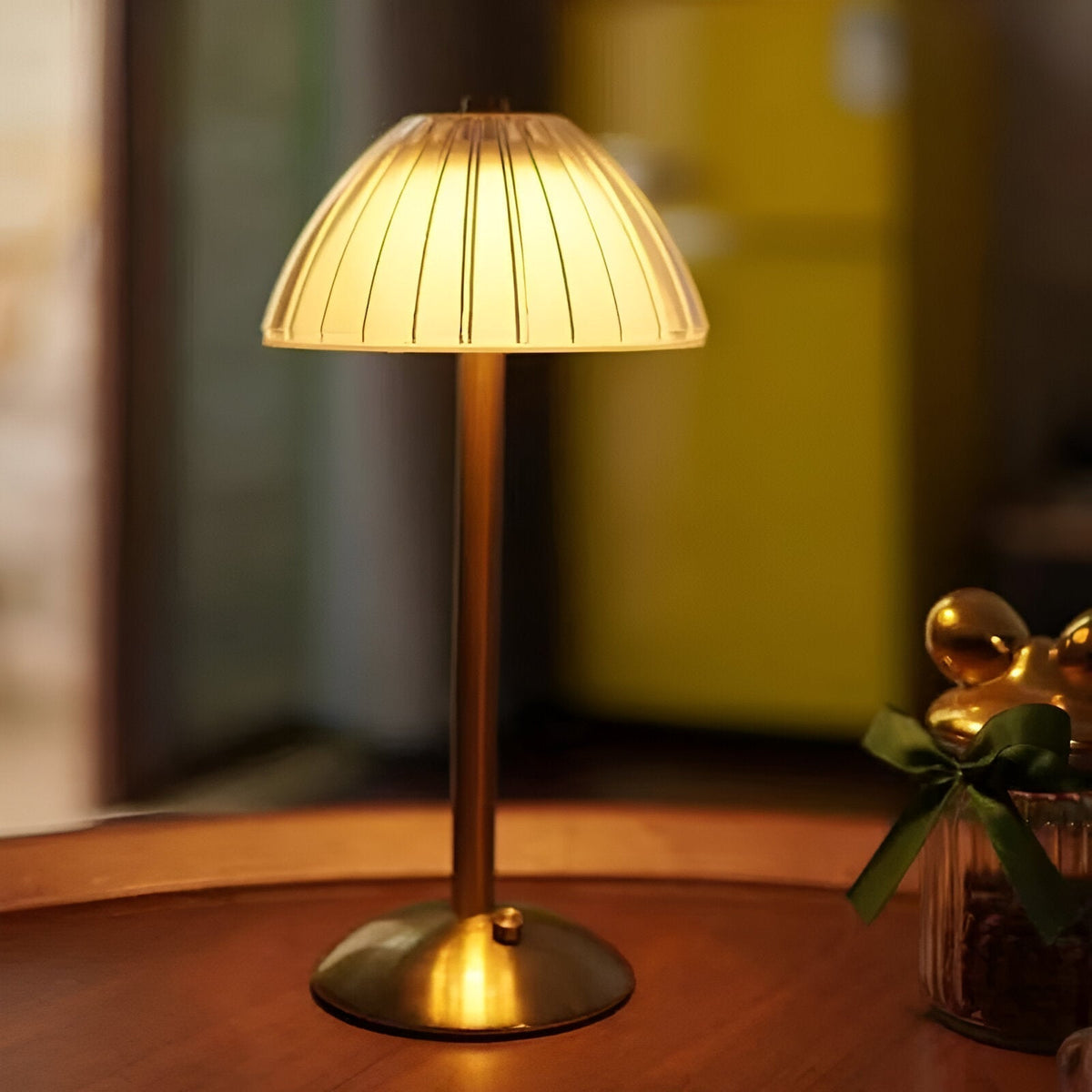 Lampa Stołowa Bezprzewodowa Art Deco z Kryształowym Kloszem - 6