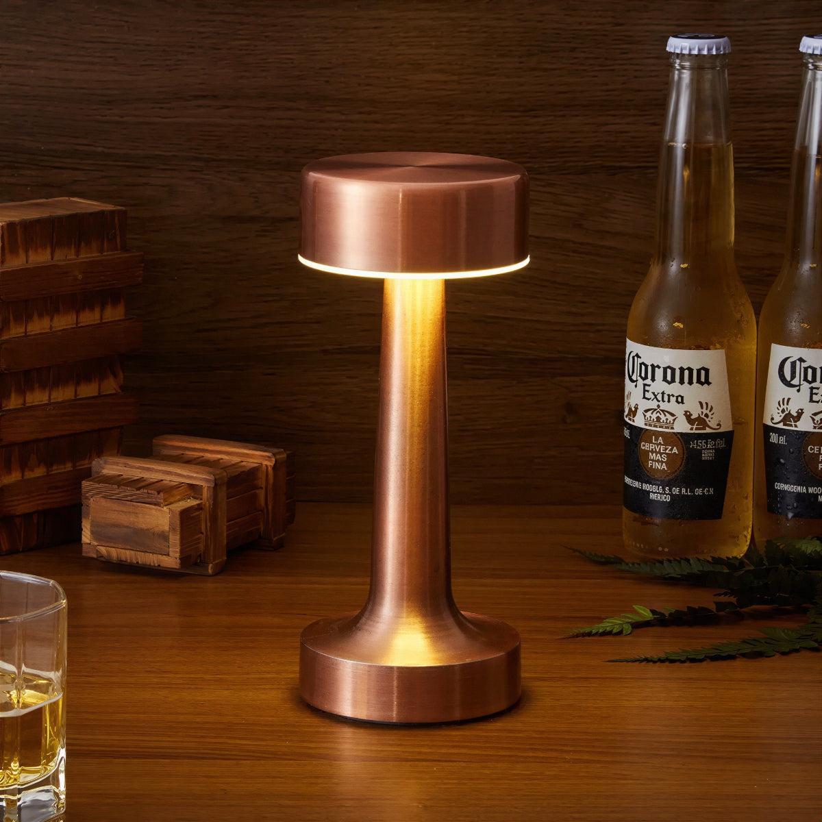 Lampa Stołowa Bezprzewodowa z Dotykowym Ściemnianiem i Ładowaniem USB - Brązowy