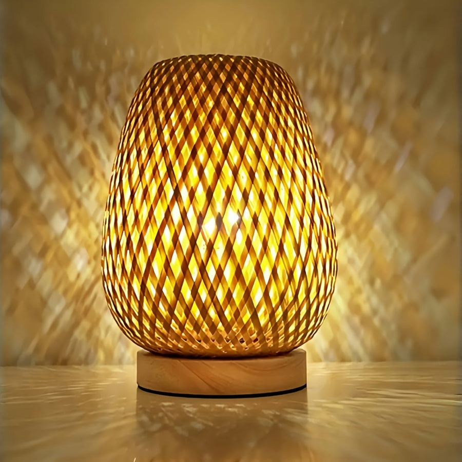 Lampa Stołowa Boho z Bambusowym Kloszem i Regulacją Jasności - 3