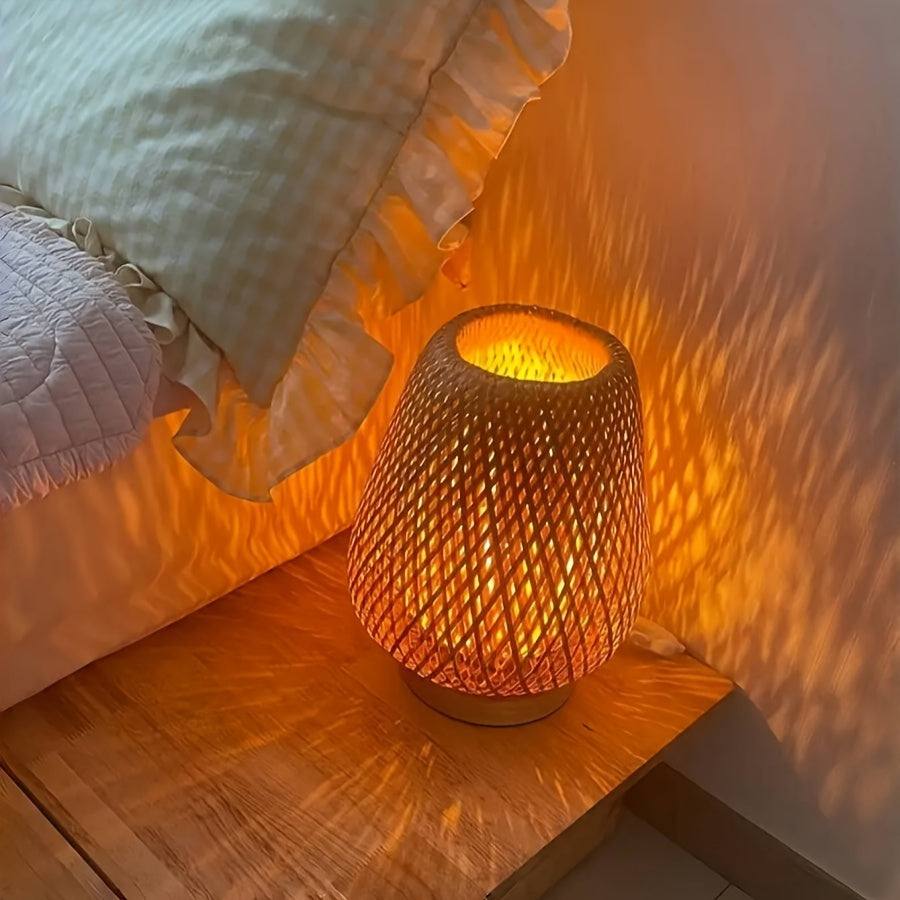 Lampa Stołowa Boho z Bambusowym Kloszem i Regulacją Jasności - 5