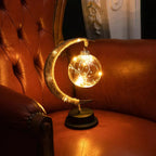 Lampa Stołowa Boho z Półksiężycem i Szklaną Kulą z Lampkami - 9