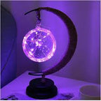 Lampa Stołowa Boho z Półksiężycem i Szklaną Kulą z Lampkami - 11