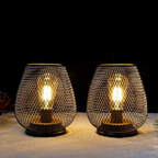 Lampa Stołowa Industrialna Bezprzewodowa z Metalową Siatką i Ściemniaczem - 3