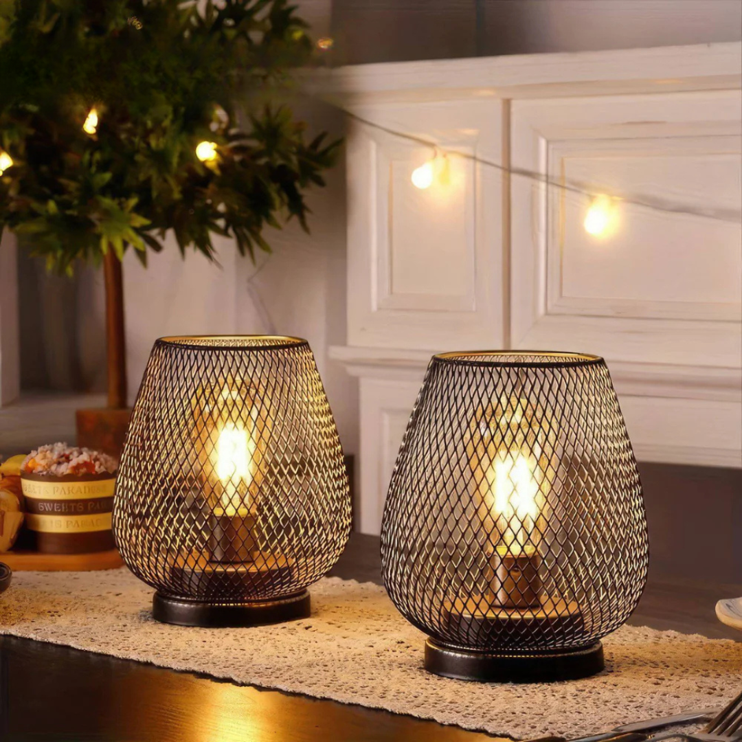 Lampa Stołowa Industrialna Bezprzewodowa z Metalową Siatką i Ściemniaczem - 4