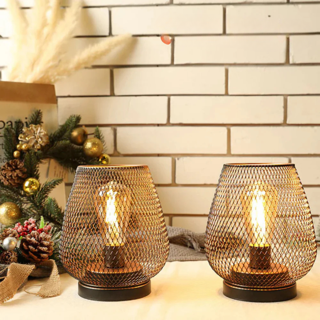 Lampa Stołowa Industrialna Bezprzewodowa z Metalową Siatką i Ściemniaczem - 5