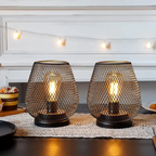 Lampa Stołowa Industrialna Bezprzewodowa z Metalową Siatką i Ściemniaczem - 6