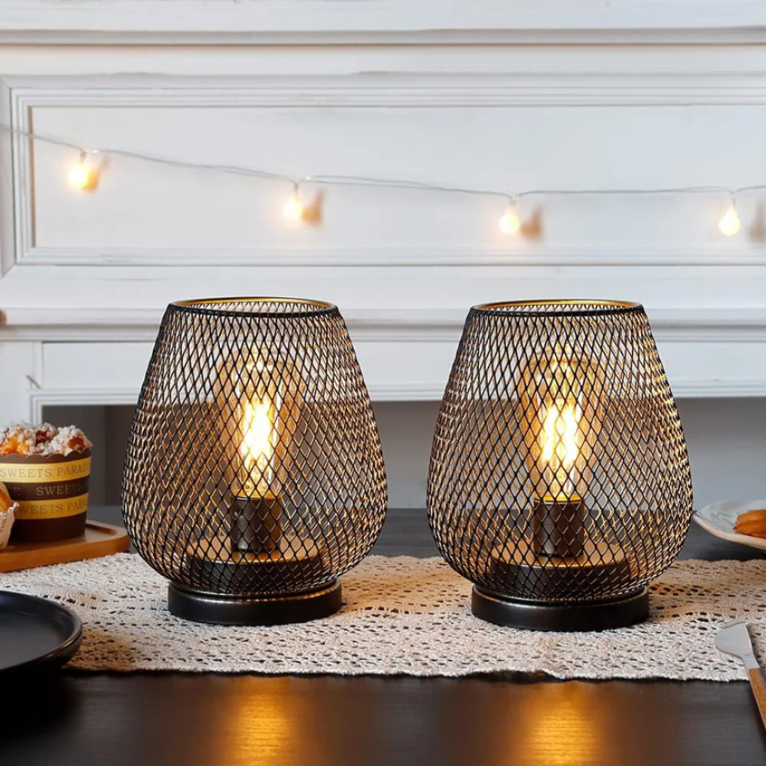 Lampa Stołowa Industrialna Bezprzewodowa z Metalową Siatką i Ściemniaczem - 6