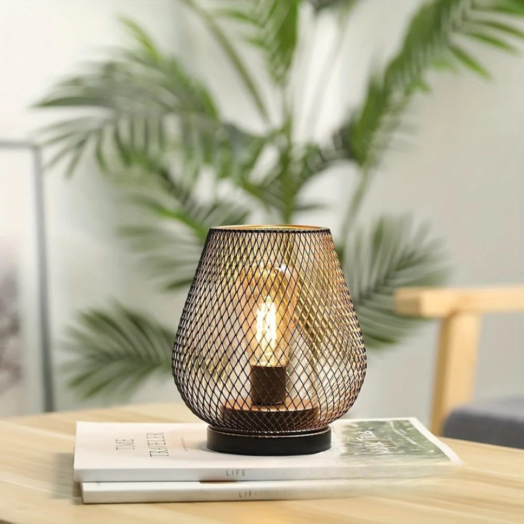 Lampa Stołowa Industrialna Bezprzewodowa z Metalową Siatką i Ściemniaczem - 7