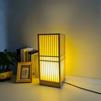 Lampa Stołowa Japandi z Bambusową Klatką w Stylu Zen - Drewno