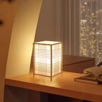 Lampa Stołowa Japandi z Bambusową Klatką w Stylu Zen - Drewno