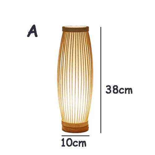 Lampa Stołowa Japandi z Bambusową Klatką w Stylu Zen