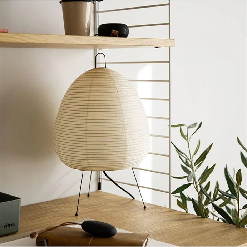 Lampa Stołowa Japandi z Papierowym Kloszem na Trójnogu - 7
