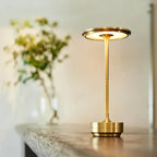 Lampa Stołowa Minimalistyczna z Okrągłą Głowicą i Ściemnianiem Dotykowym - Złoty