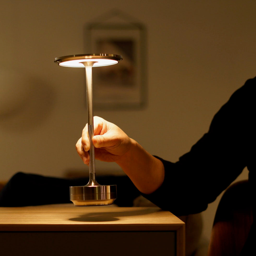 Lampa Stołowa Minimalistyczna z Okrągłą Głowicą i Ściemnianiem Dotykowym - 13