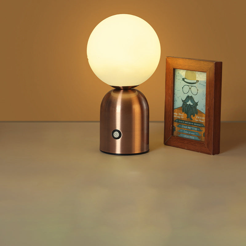 Lampa Stołowa Minimalistyczna z Okrągłym Kloszem i Płynną Regulacją Jasności - Różowe złoto