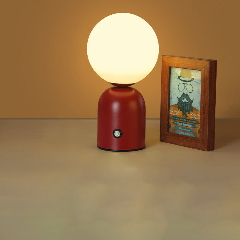 Lampa Stołowa Minimalistyczna z Okrągłym Kloszem i Płynną Regulacją Jasności - Czerwony