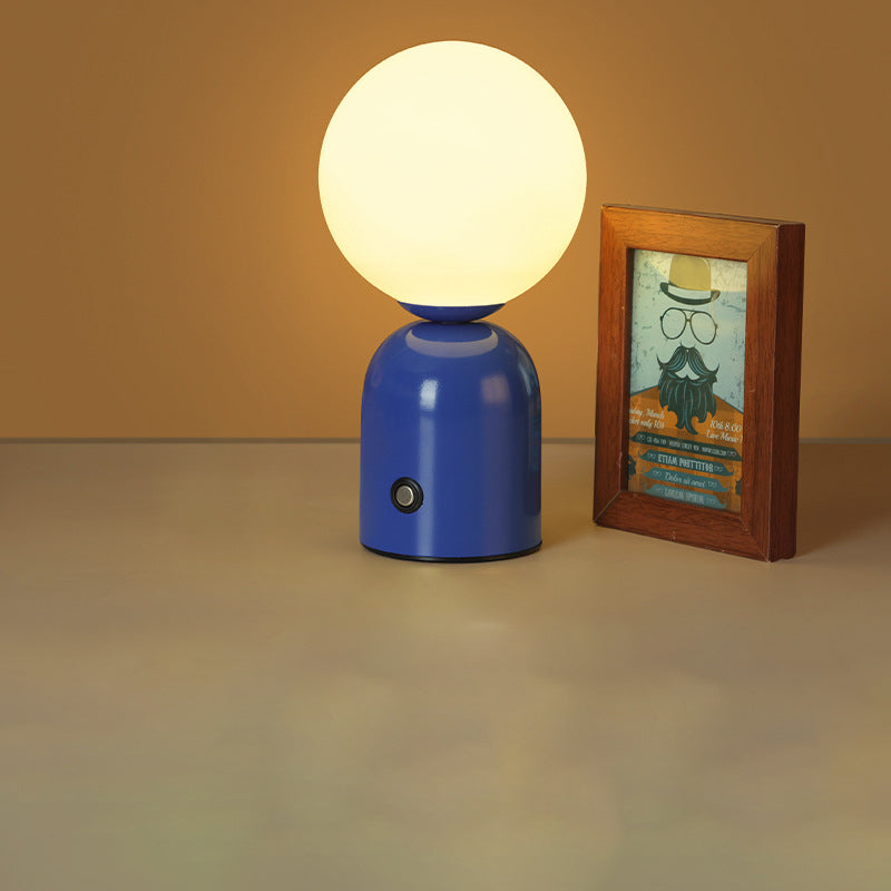 Lampa Stołowa Minimalistyczna z Okrągłym Kloszem i Płynną Regulacją Jasności - Granatowy