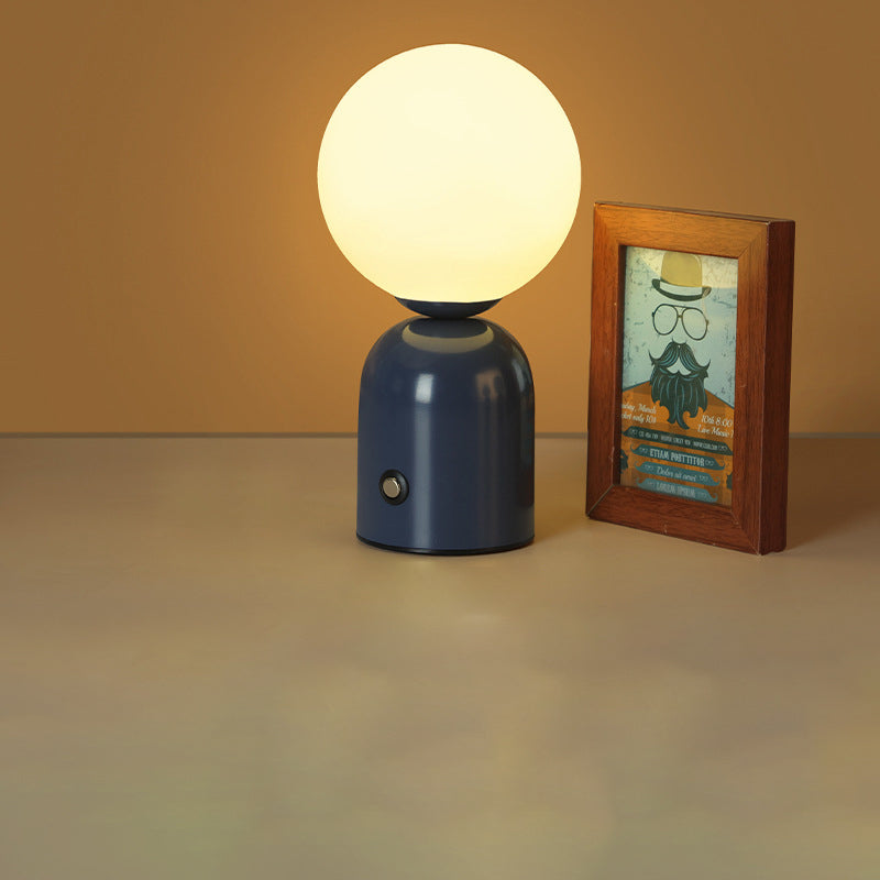 Lampa Stołowa Minimalistyczna z Okrągłym Kloszem i Płynną Regulacją Jasności - Ciemnoszary
