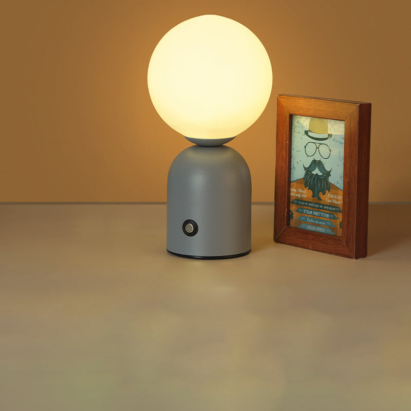 Lampa Stołowa Minimalistyczna z Okrągłym Kloszem i Płynną Regulacją Jasności - Matowy szary