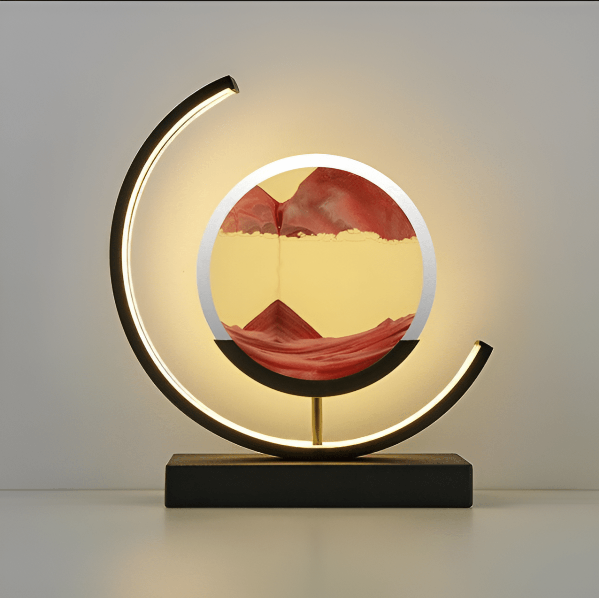 Lampa Stołowa Modern z Ruchomym Piaskiem i Podświetleniem - Czerwony