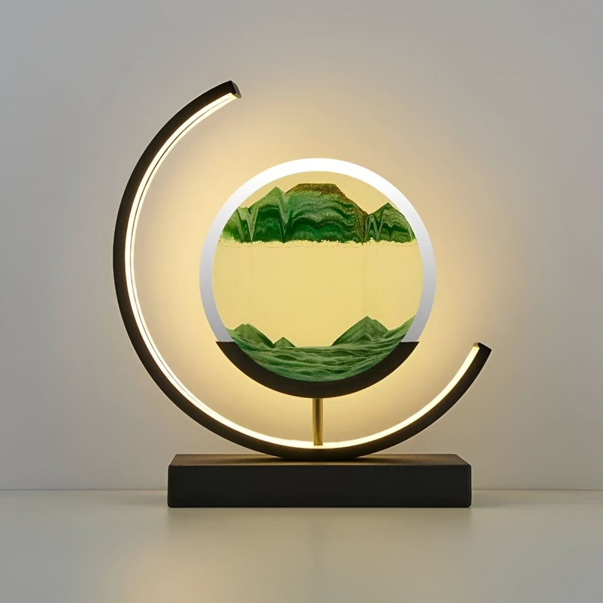 Lampa Stołowa Modern z Ruchomym Piaskiem i Podświetleniem - Zielony