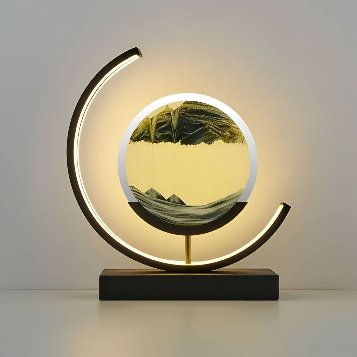 Lampa Stołowa Modern z Ruchomym Piaskiem i Podświetleniem - Czarny