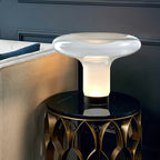 Lampa Stołowa Modernistyczna ze Szklanym Kloszem w Kształcie Grzyba
