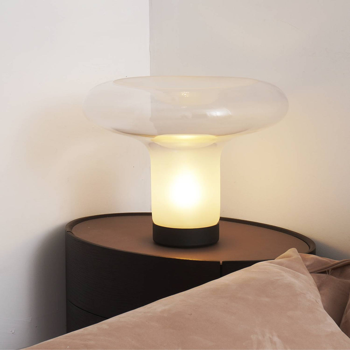 Lampa Stołowa Modernistyczna ze Szklanym Kloszem w Kształcie Grzyba - 5