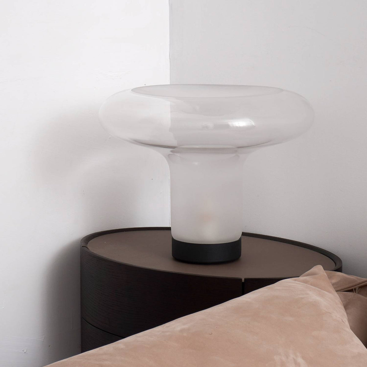 Lampa Stołowa Modernistyczna ze Szklanym Kloszem w Kształcie Grzyba - 6