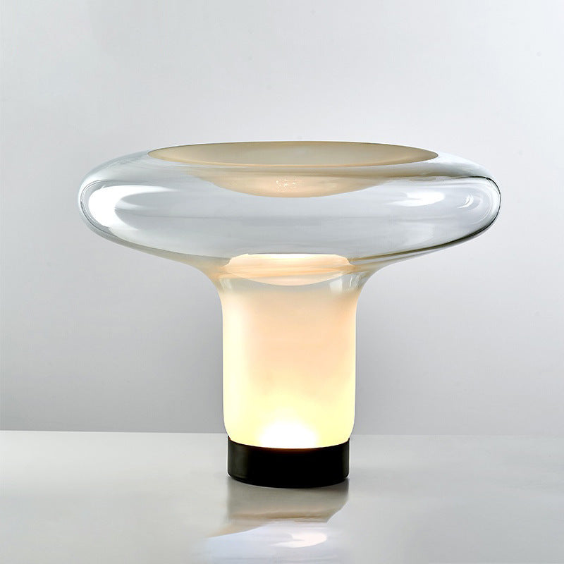 Lampa Stołowa Modernistyczna ze Szklanym Kloszem w Kształcie Grzyba