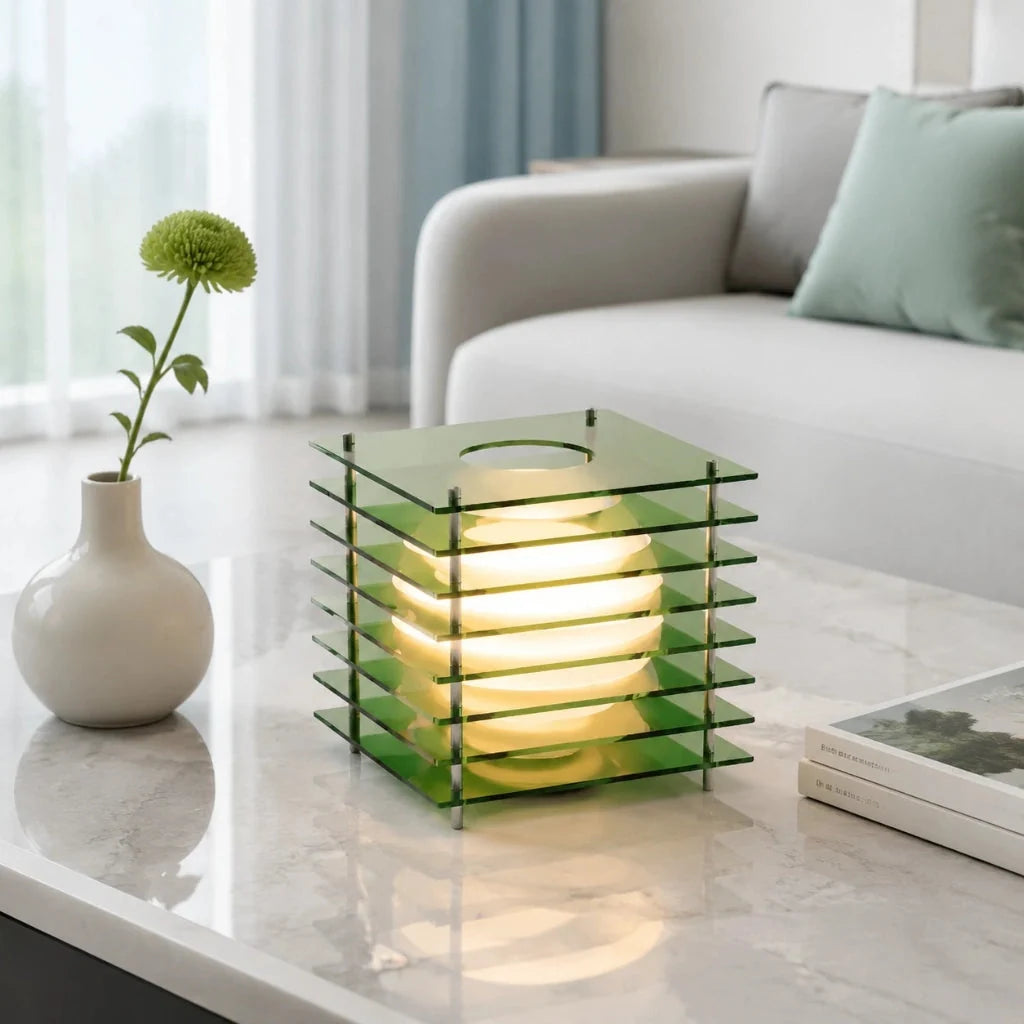 Lampa Stołowa Nowoczesna z Geometryczną Konstrukcją i Kulą Świetlną - 4