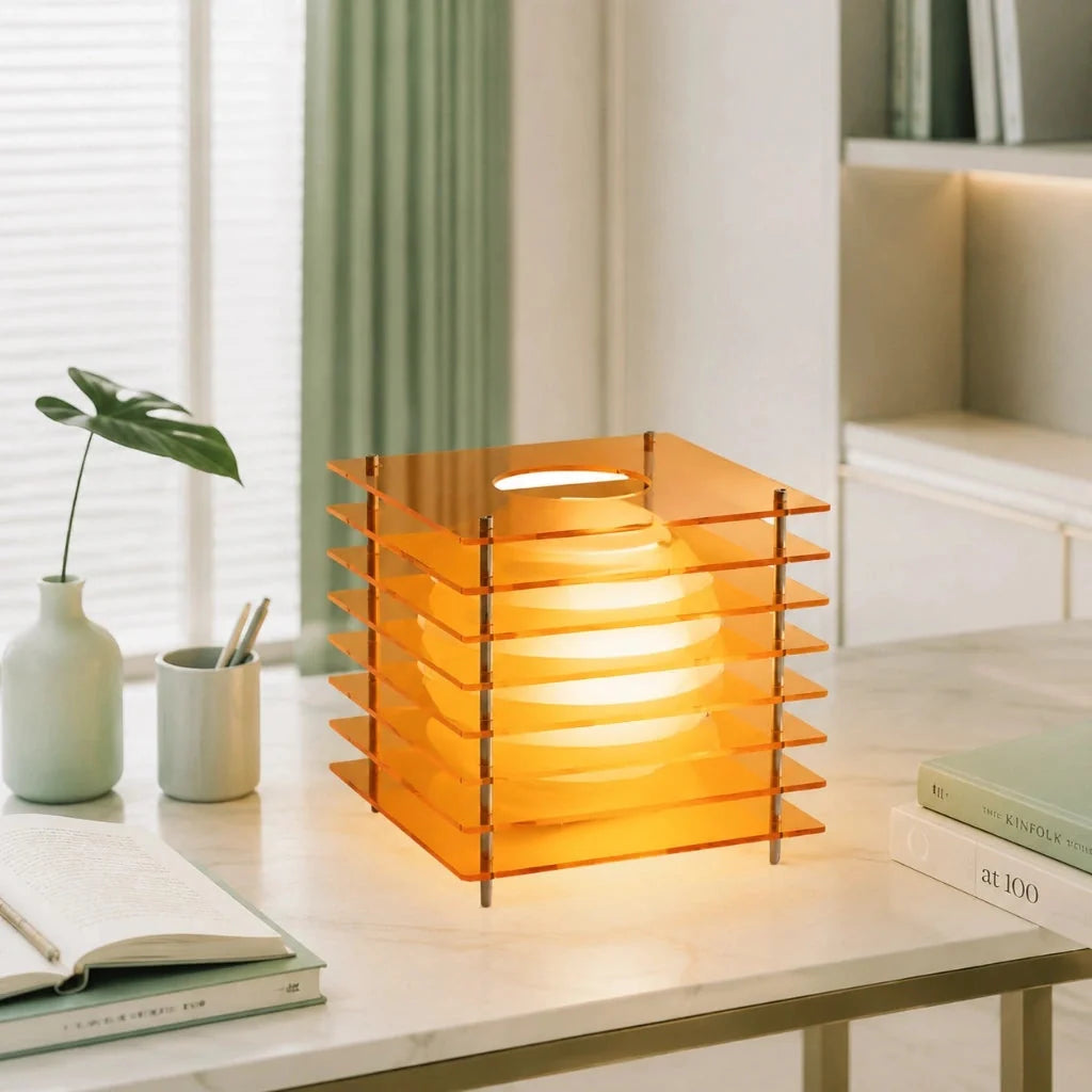 Lampa Stołowa Nowoczesna z Geometryczną Konstrukcją i Kulą Świetlną - 6