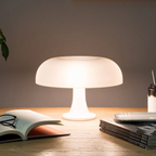 Lampa Stołowa Retro w Kształcie Grzyba z Kloszem - Biały